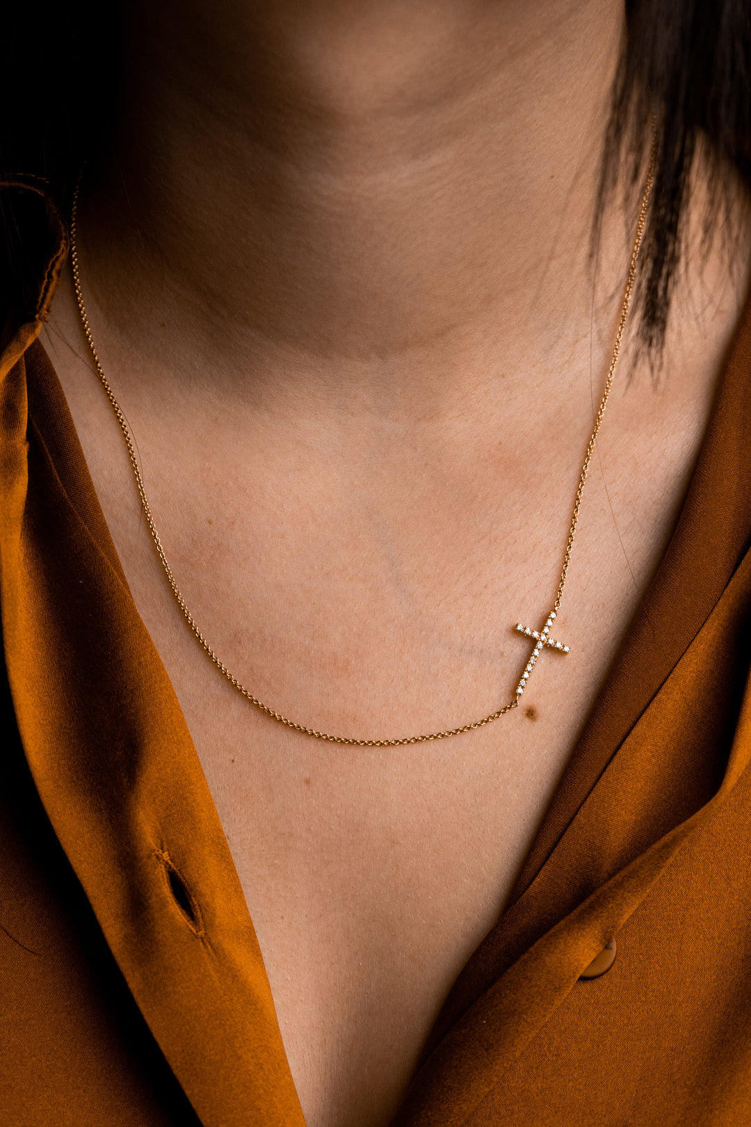 Necklace with Cross and Diamonds