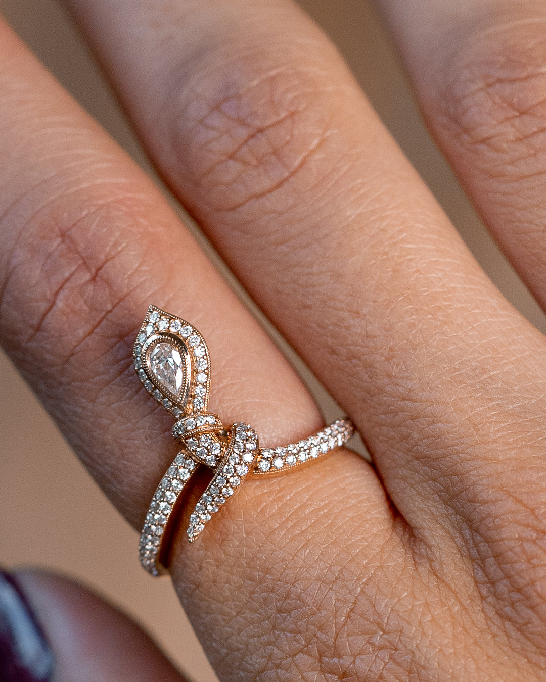 Rose Gold and Diamonds snake Ring