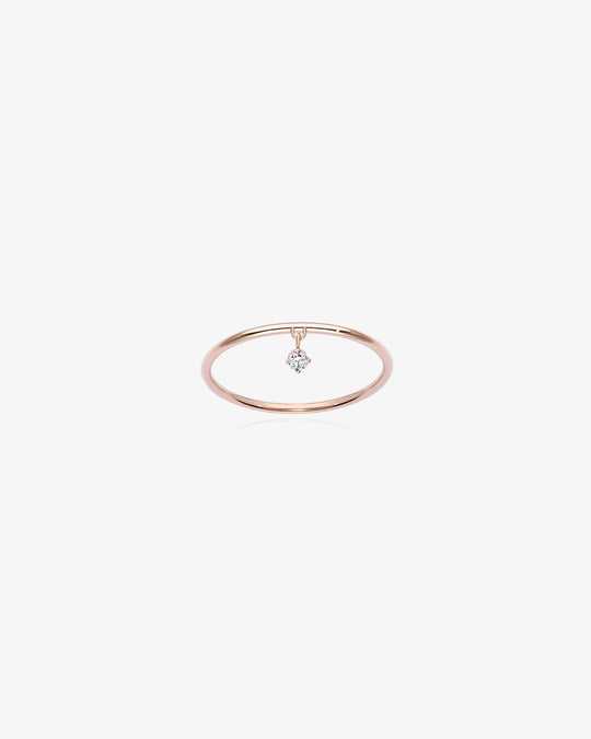 M Solitaire Diamond Charm Ring in Gold