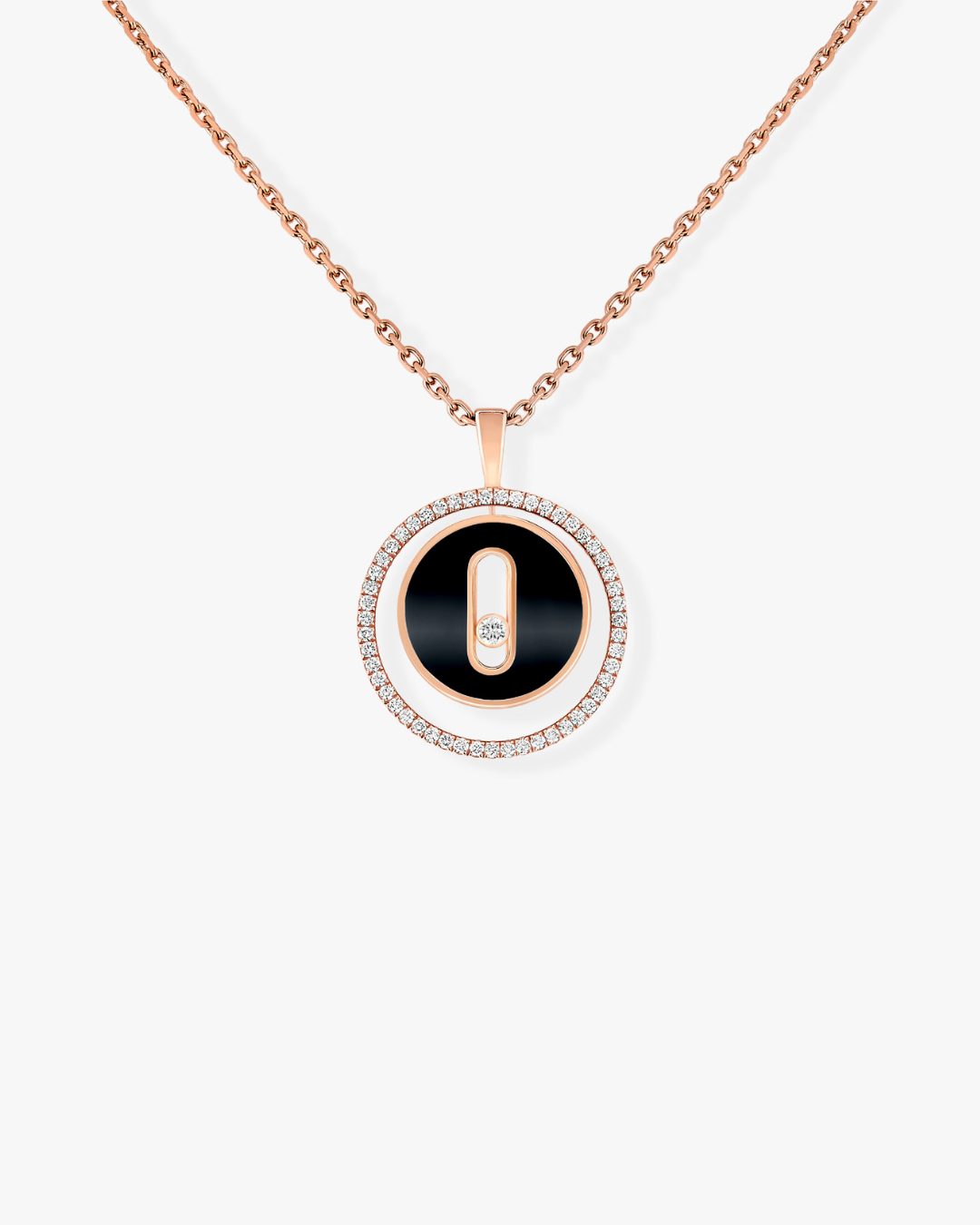 Lucky Move Pm Onyx Necklace - Rose Gold