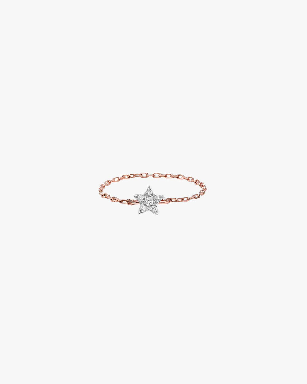 Gold Chain Ring with Star and Diamonds